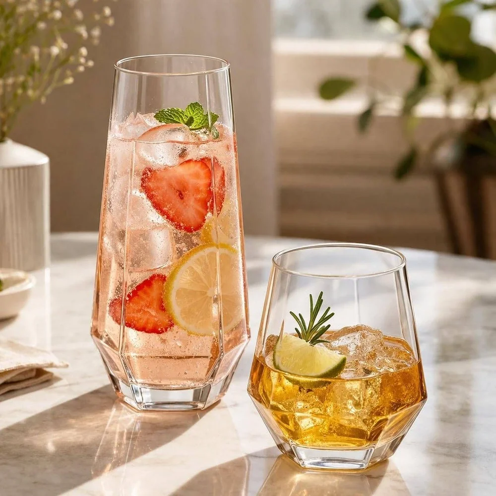 Oojami 48 Pack Diamond Clear Unbreakable Stemless Plastic Champagne Flutes Cups